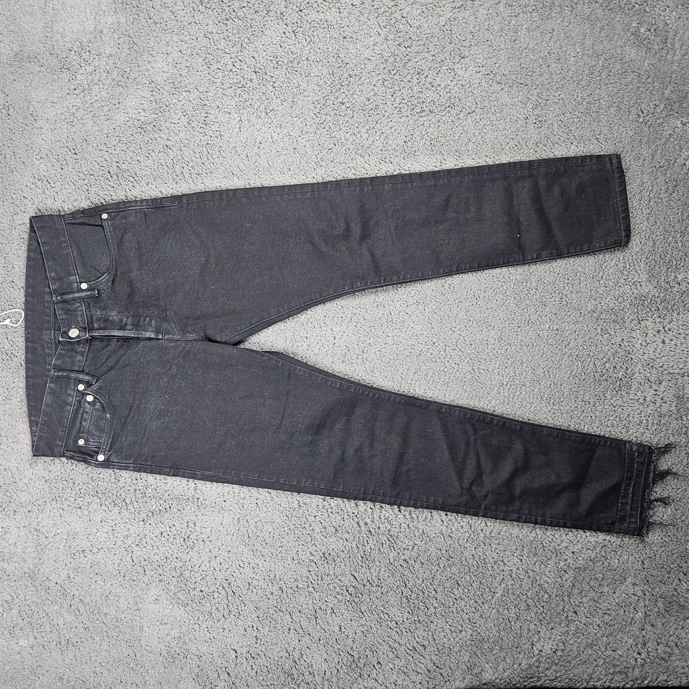 Mens 31x34 Buck Mason Maverick Slim Fit Button Fly Jeans Black Double Dipped 14